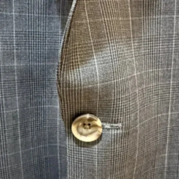 Indochino Blazer Mens 42 Gray Plaid Wool Blend Sport Coat Jacket Modern Slim Fit